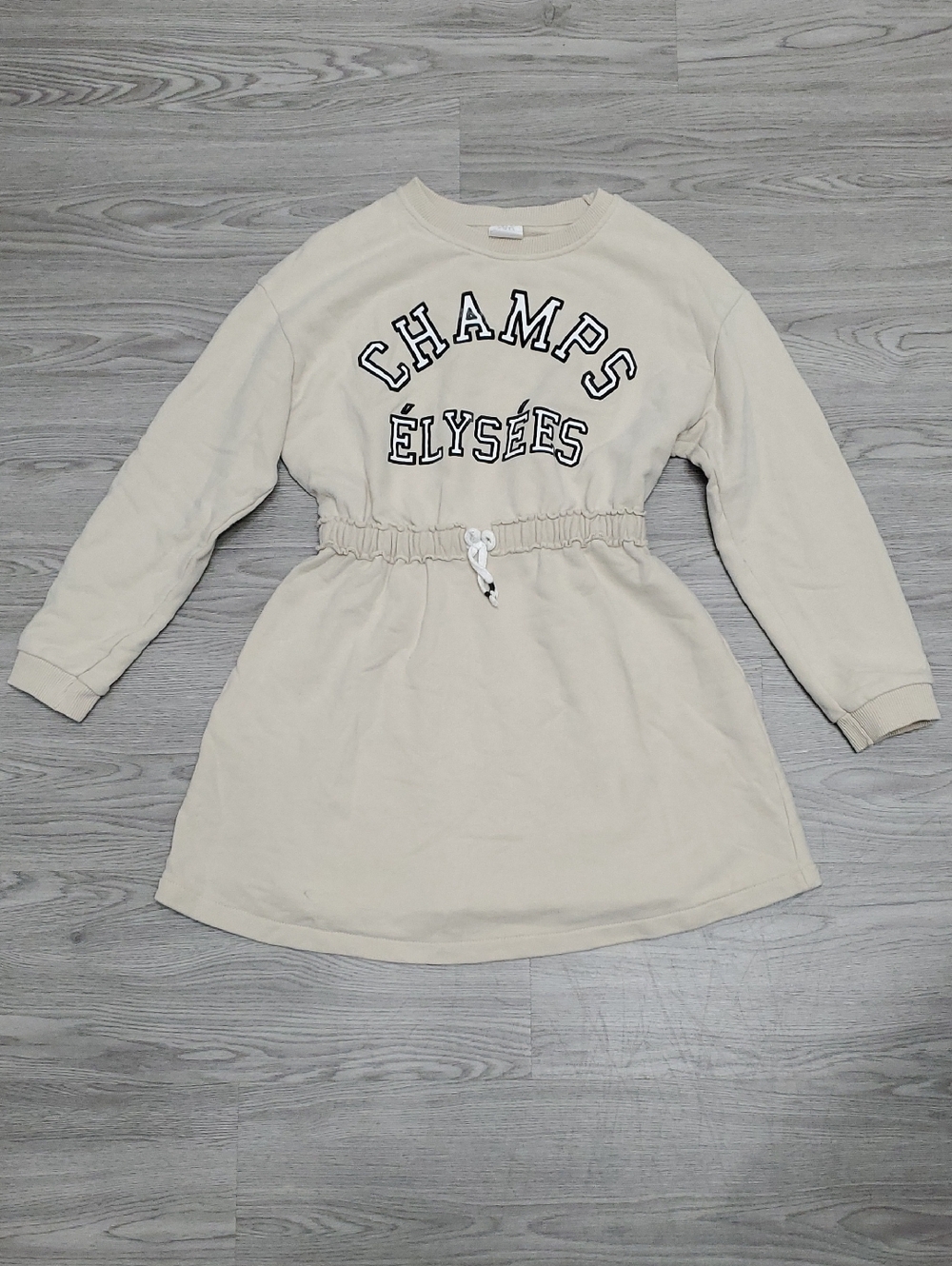 Zara Cream Ribbed-Neck Sweatshirt Dress